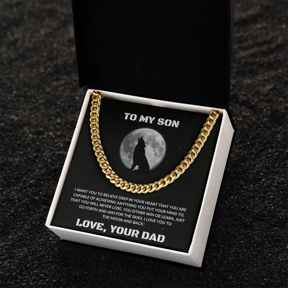 To My Son | I Love You To The Moon & Back - Cuban Link Chain