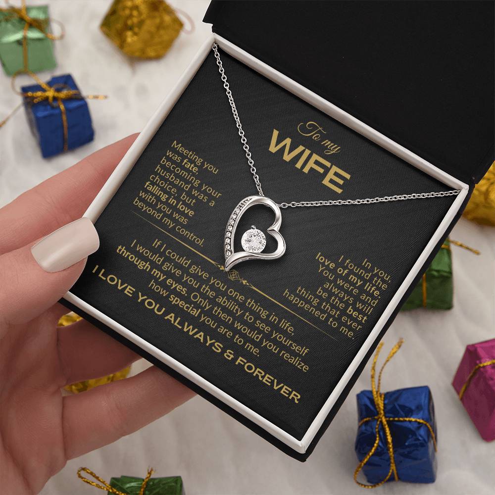 To My Wife - Meeting you was Fate - Forever Love Necklace - BG